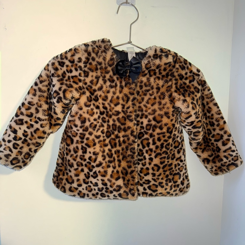 Little Me Black and Tan Faux Fur Jacket